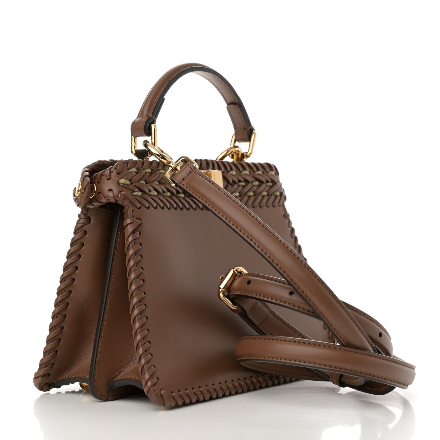 Vitello King Shiny Nappa Intreccio Petite Peekaboo I SEE U Satchel Gianduia