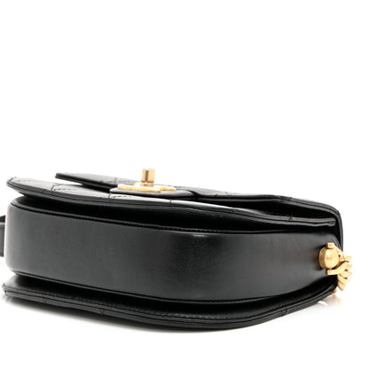Calfskin Quilted Moon Messenger Black