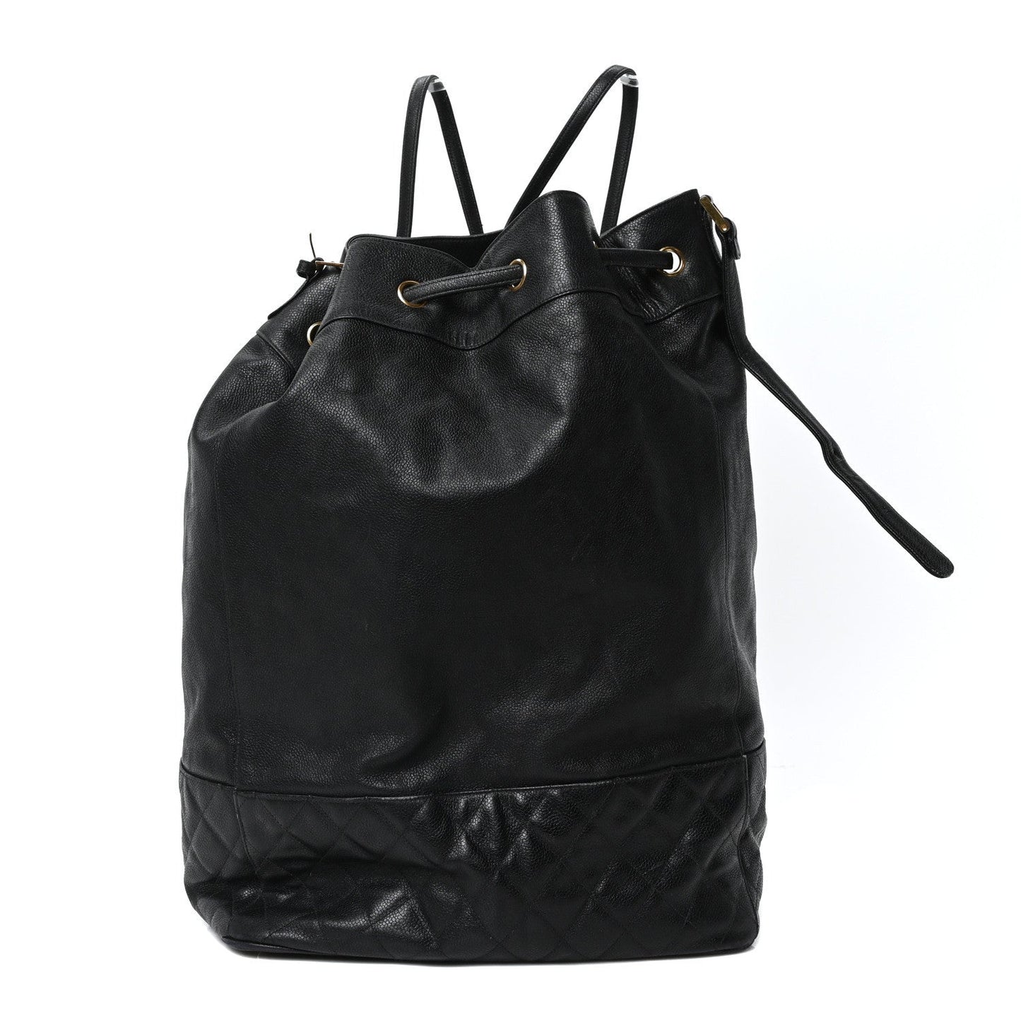 Caviar Quilted Drawstring Backpack Black