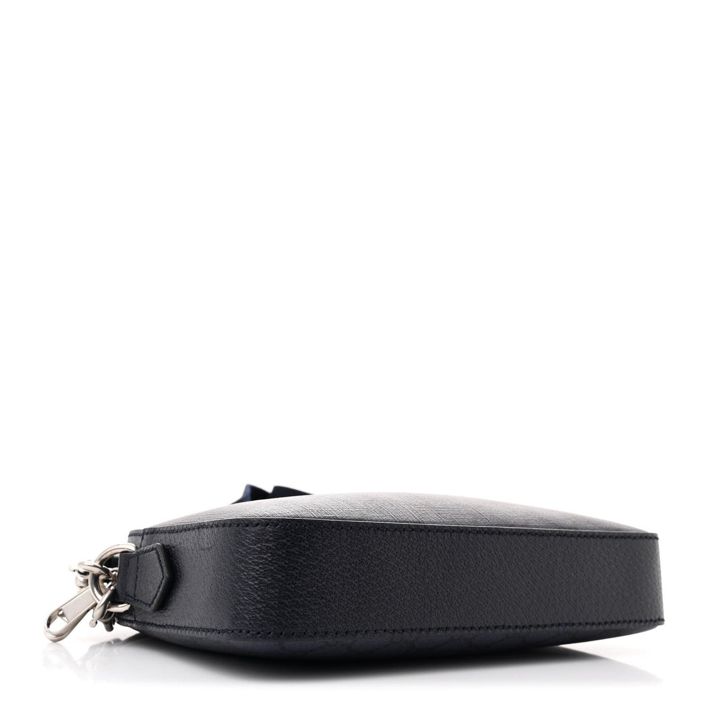 GG Supreme Monogram Textured Dollar Calfskin Web Ophidia Wristlet Shoulder Bag Black Blue