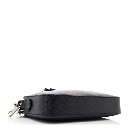GG Supreme Monogram Textured Dollar Calfskin Web Ophidia Wristlet Shoulder Bag Black Blue