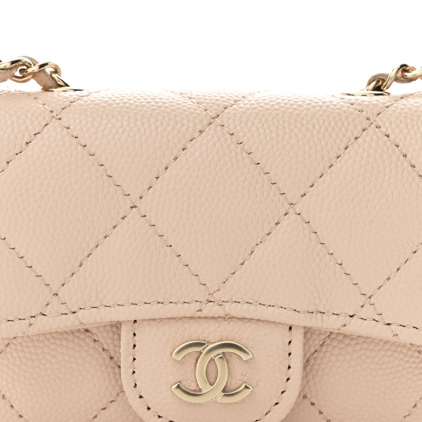 Caviar Quilted Mini Chain Belt Bag Light Beige