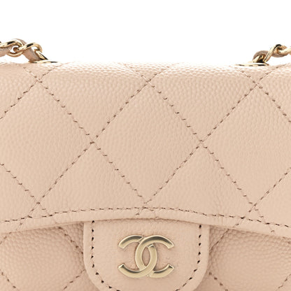 Caviar Quilted Mini Chain Belt Bag Light Beige