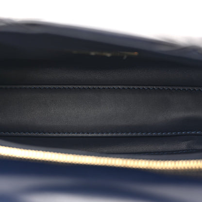 Lambskin Malletage Top Handle GO-14 MM Bleu Marine
