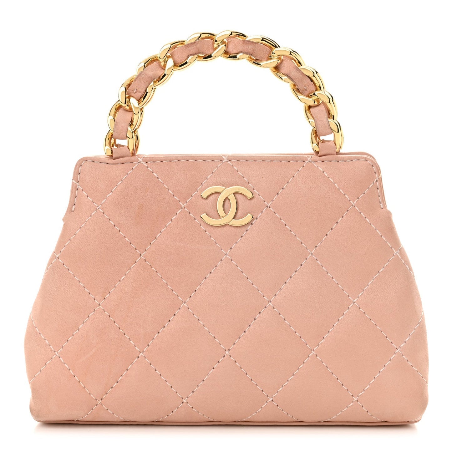 Lambskin Quilted Mini Evening Bag Pink