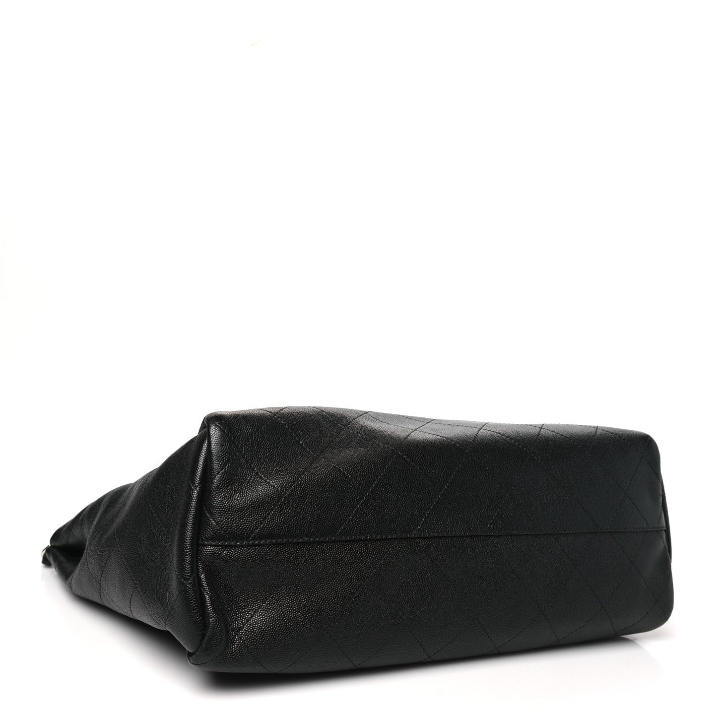 Caviar Stitched Large Lady Coco Shopping Tote Black