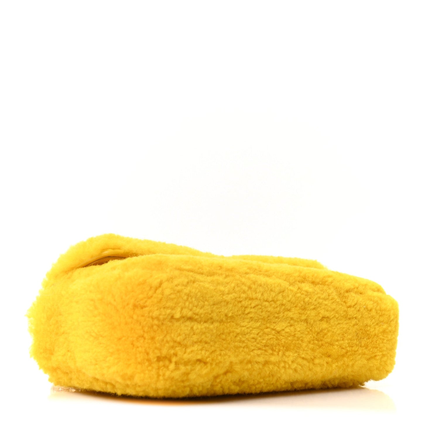 Fluffy Shearling Triomphe Claude Chain Shoulder Bag Yellow