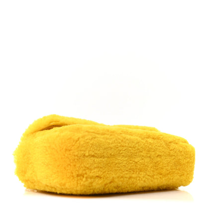 Fluffy Shearling Triomphe Claude Chain Shoulder Bag Yellow