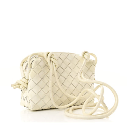 Patent Nappa Intrecciato Mini Loop Camera Bag White