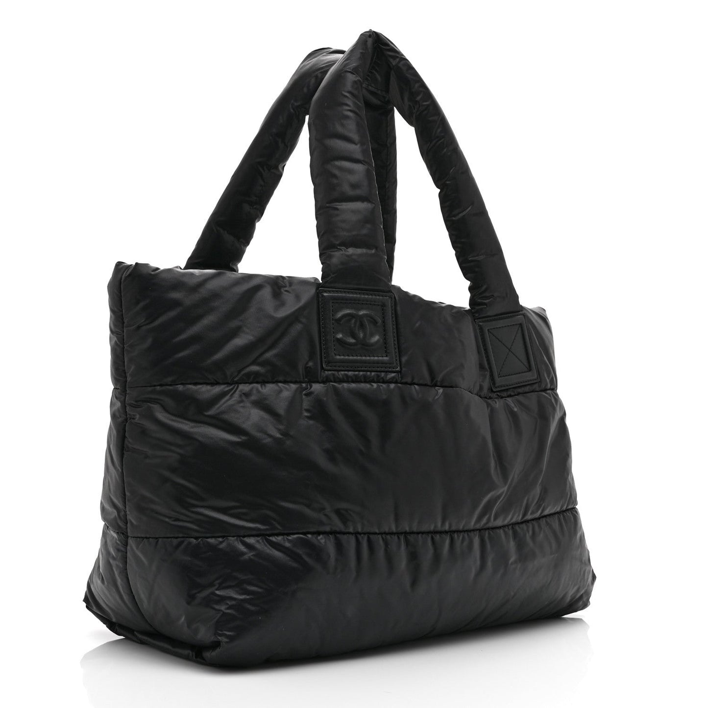 Nylon Quilted Large Coco Cocoon Reversible Tote Black