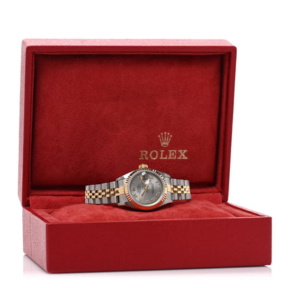 Stainless Steel 18K Yellow Gold Oyster Perpetual Datejust Watch Silver Roman 69173