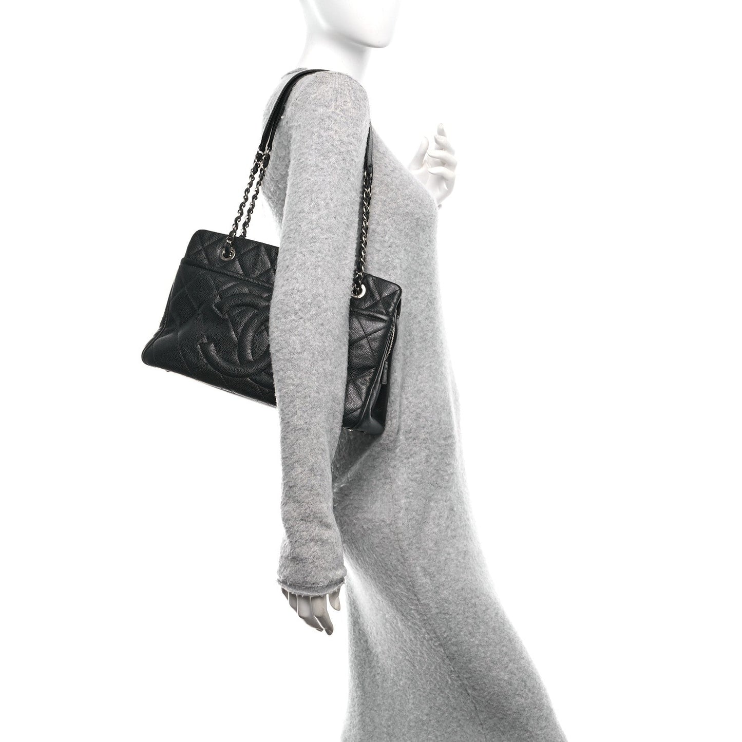 Caviar Quilted Timeless CC Soft Tote Black