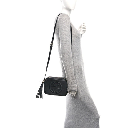Pebbled Calfskin Small Soho Disco Bag Black