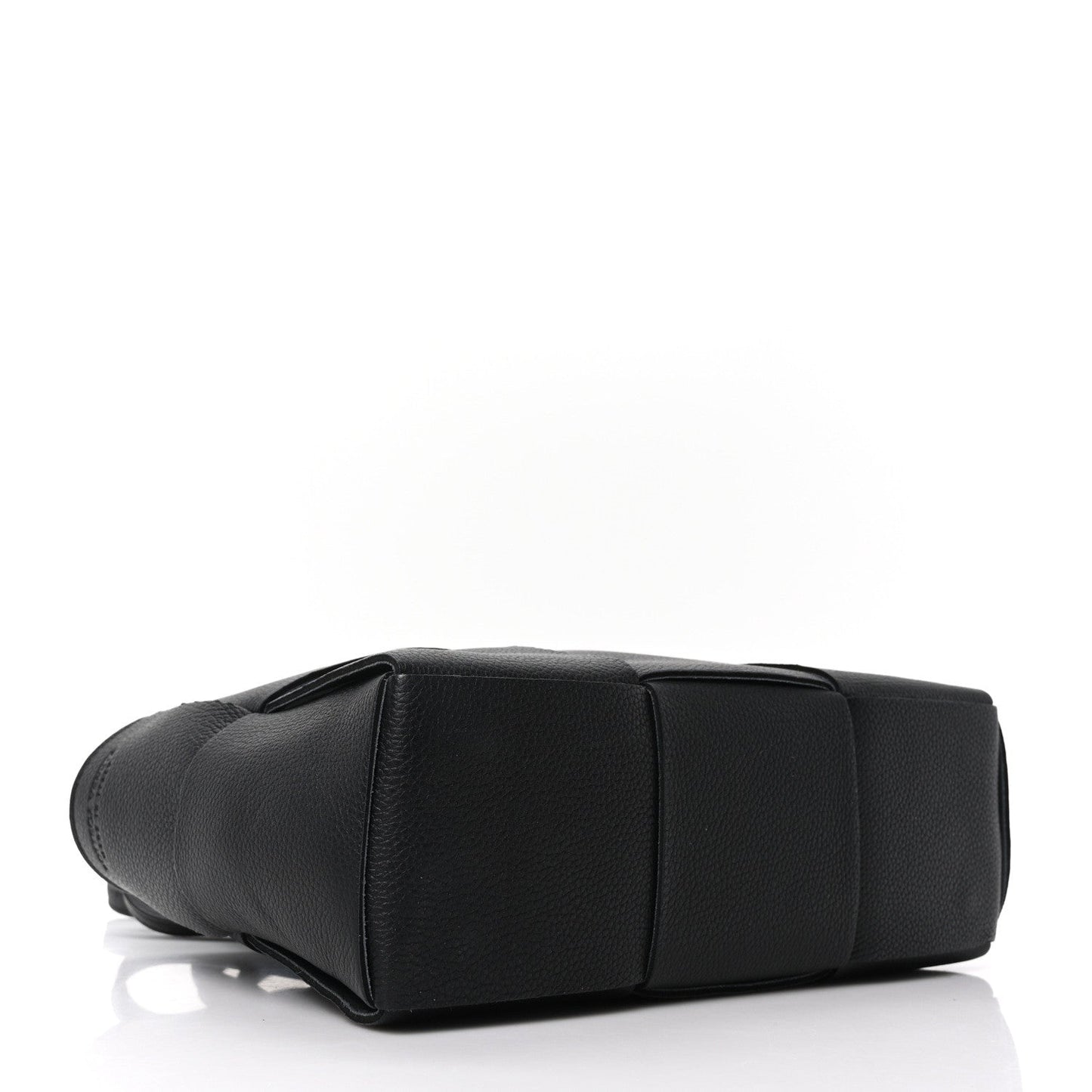 Grained Calfskin Intrecciato Mini Arco Tote Black