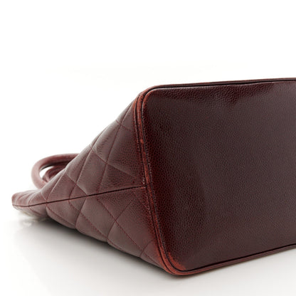 Caviar Quilted Medallion Tote Bordeaux
