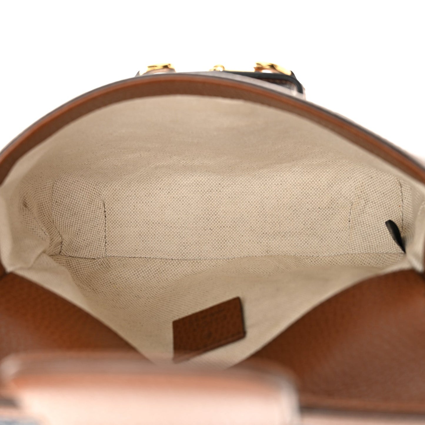 New Denim GG Monogram Dollar Calfskin Web Mini Horsebit 1955 Shoulder Bag Blue Tea Cuir Epilog
