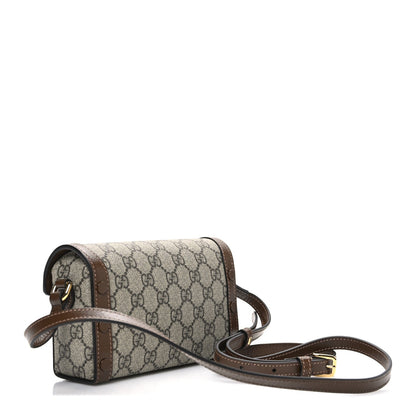 GG Supreme Monogram Mini Horsebit 1955 Shoulder Bag Beige Brown Sugar