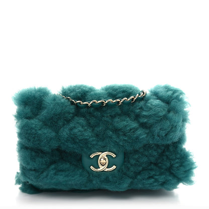 Shearling Lambskin Quilted Flap Green