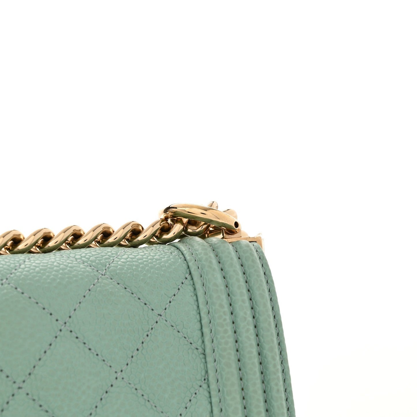 Calfskin Quilted North South Boy Flap Light Blue