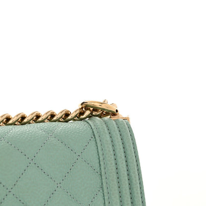 Calfskin Quilted North South Boy Flap Light Blue