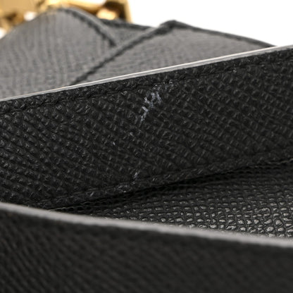 Grained Calfskin Mini Saddle Bag With Strap Black