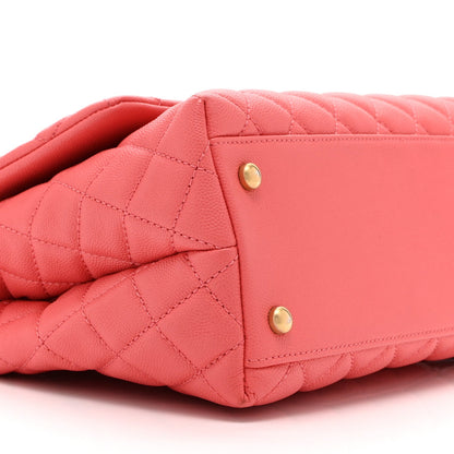 Caviar Quilted Small Coco Handle Flap Pink