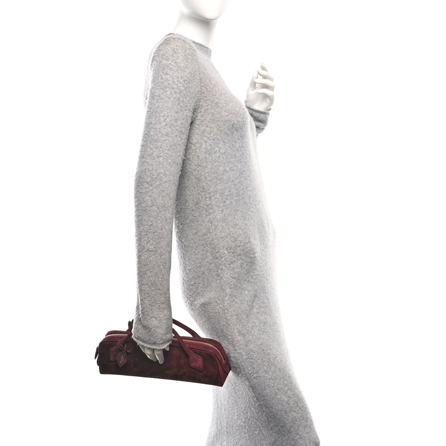 Suede Goatskin Teckel Clutch Rouge Grenat