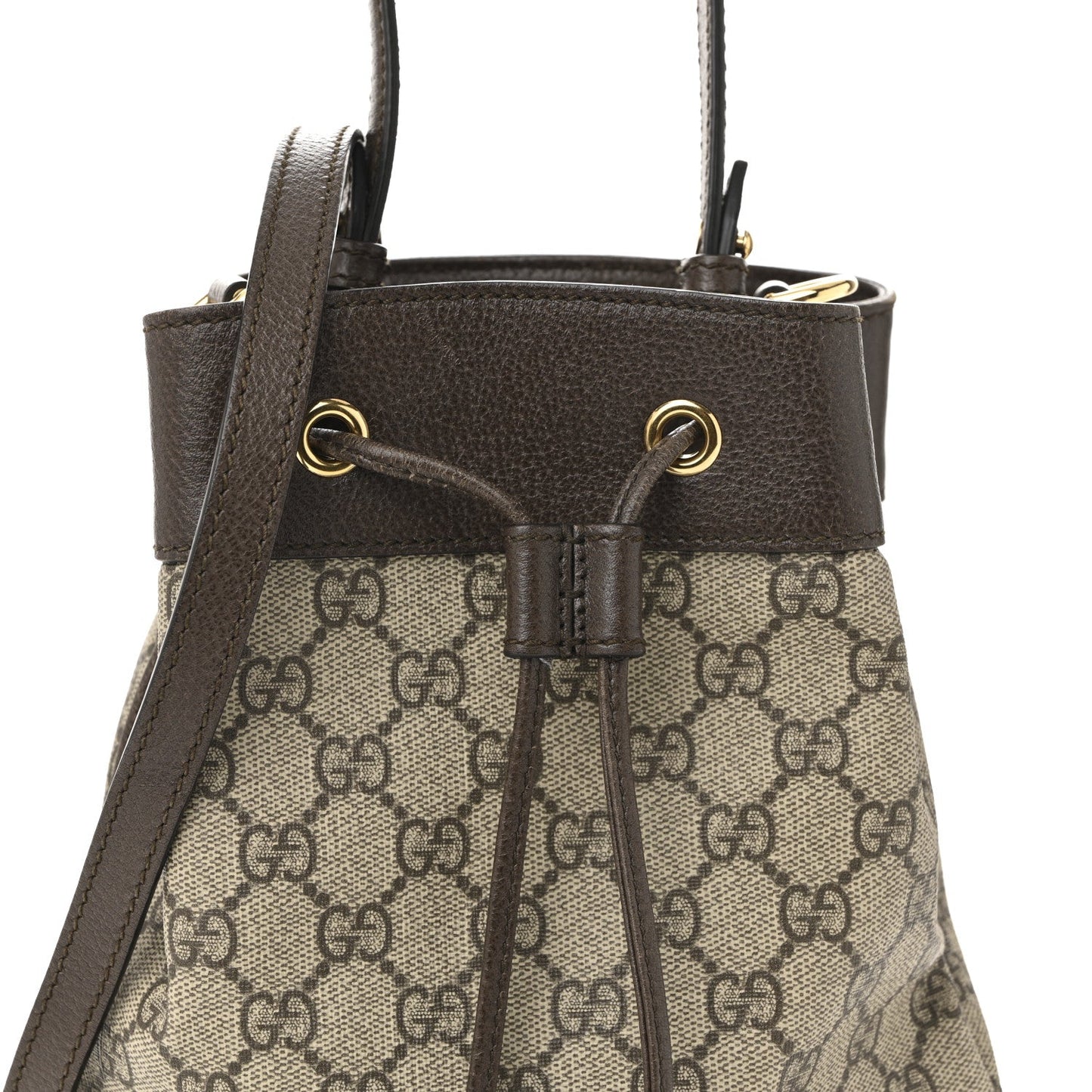 GG Supreme Monogram Web Small Ophidia Bucket Bag Brown