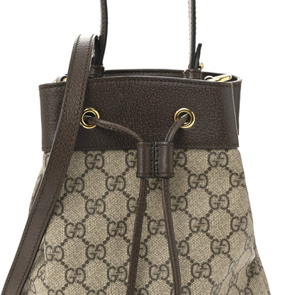 GG Supreme Monogram Web Small Ophidia Bucket Bag Brown