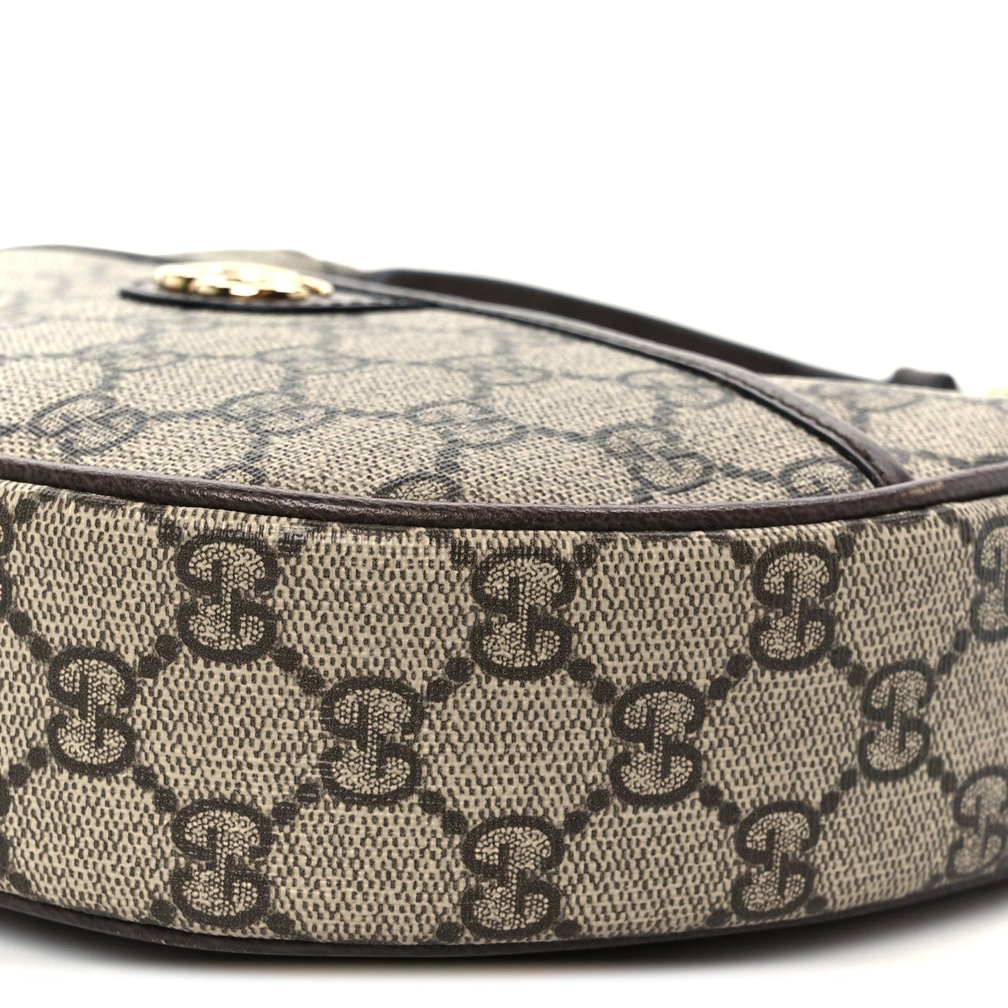 GG Supreme Monogram Textured Dollar Calfskin Small Ophidia Shoulder Bag Beige Ebony New Acero