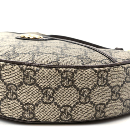 GG Supreme Monogram Textured Dollar Calfskin Small Ophidia Shoulder Bag Beige Ebony New Acero