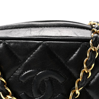 Lambskin Quilted Tassel Camera Case Black