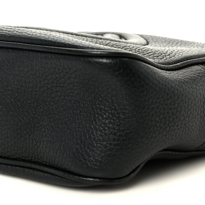 Pebbled Calfskin Small Soho Disco Bag Black