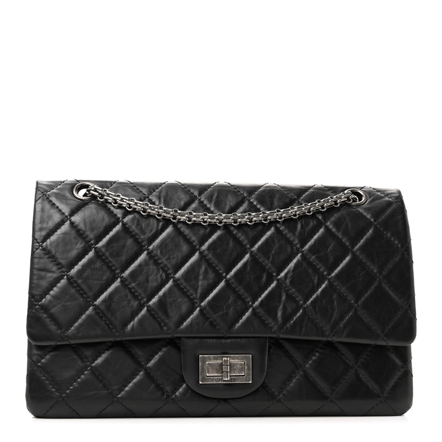 Aged Calfskin Quilted 2.55 Reissue 227 Flap Black