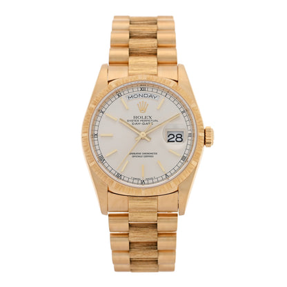 18K Yellow Gold 36mm Oyster Perpetual Day-Date President Watch Silver 18248