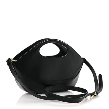 City Calfskin Medium Metal Triangle Logo Bag Black
