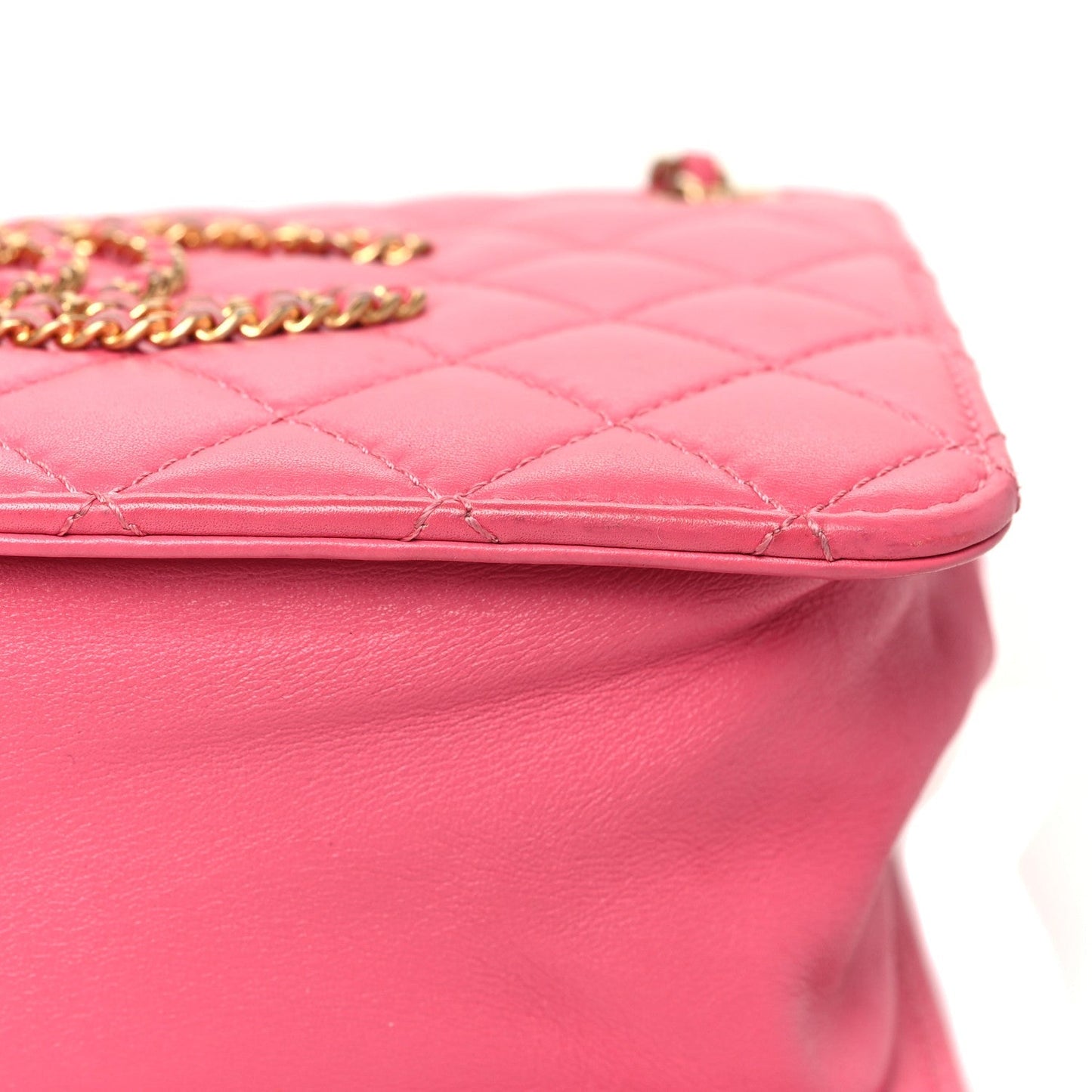Calfskin Quilted Small CC Chain Accordion Tote Pink