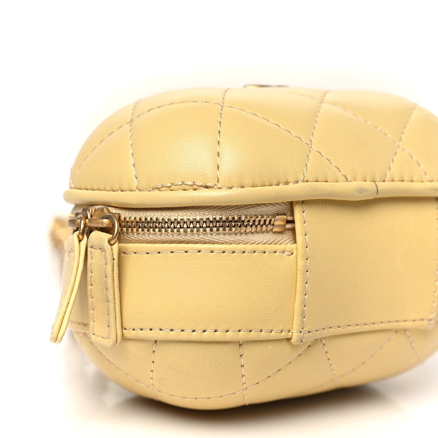 Lambskin Quilted CC Bubble Vanity Case With Chain Light Yellow