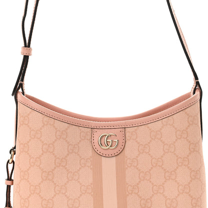 GG Supreme Monogram Textured Dollar Calfskin Web Small Ophidia Bucket Shoulder Bag Rose Pink