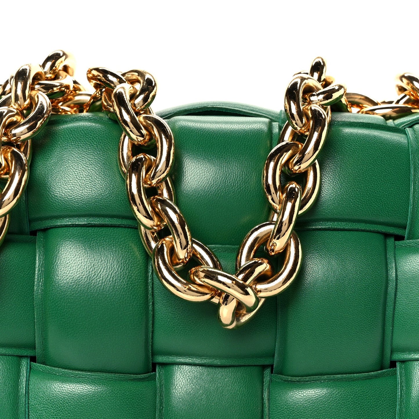 Lambskin Maxi Intreccio Padded Chain Cassette Crossbody Bag Racing Green