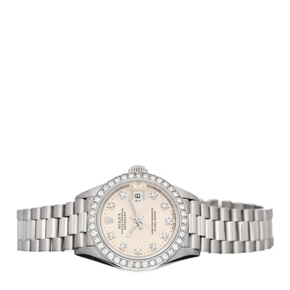 Platinum Diamond Bezel 26mm Datejust Watch Silver 69136