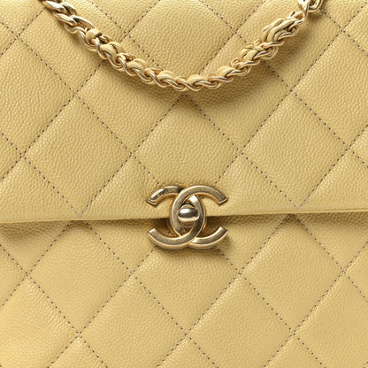 Shiny Caviar Quilted Chain Melody Backpack Yellow