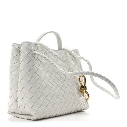 Nappa Intrecciato Small Andiamo Shoulder Bag White