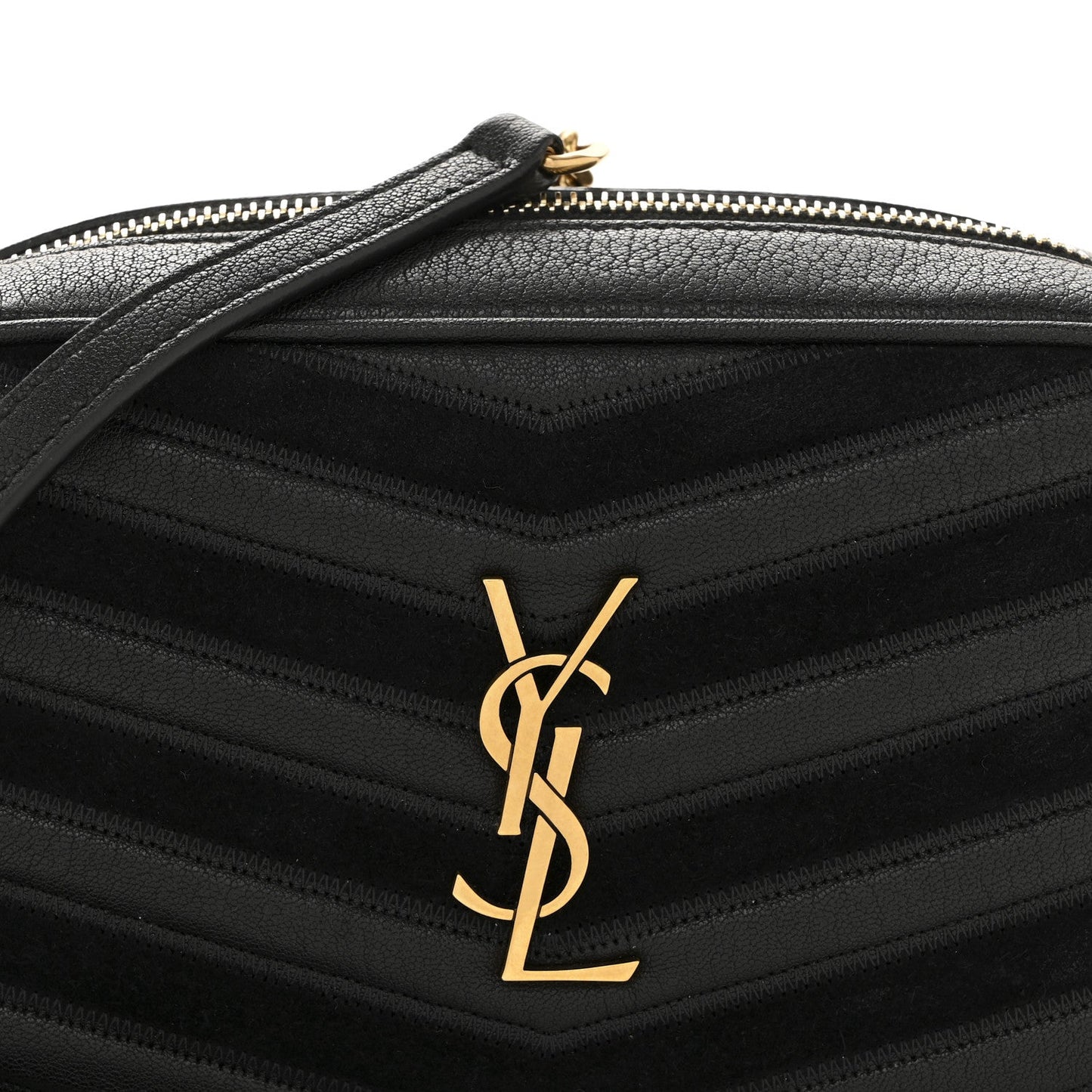 Calfskin Suede Matelasse Monogram Mini Lou Camera Bag Black