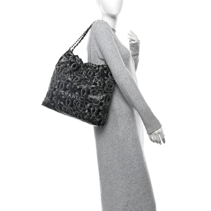 Printed Calfskin Quilted Chanel 22 Black