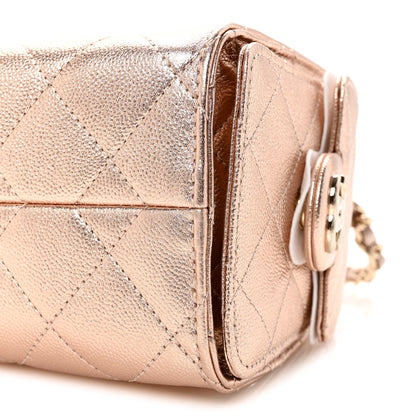 Metallic Caviar Quilted Mini Chanel 25 Handbag Copper