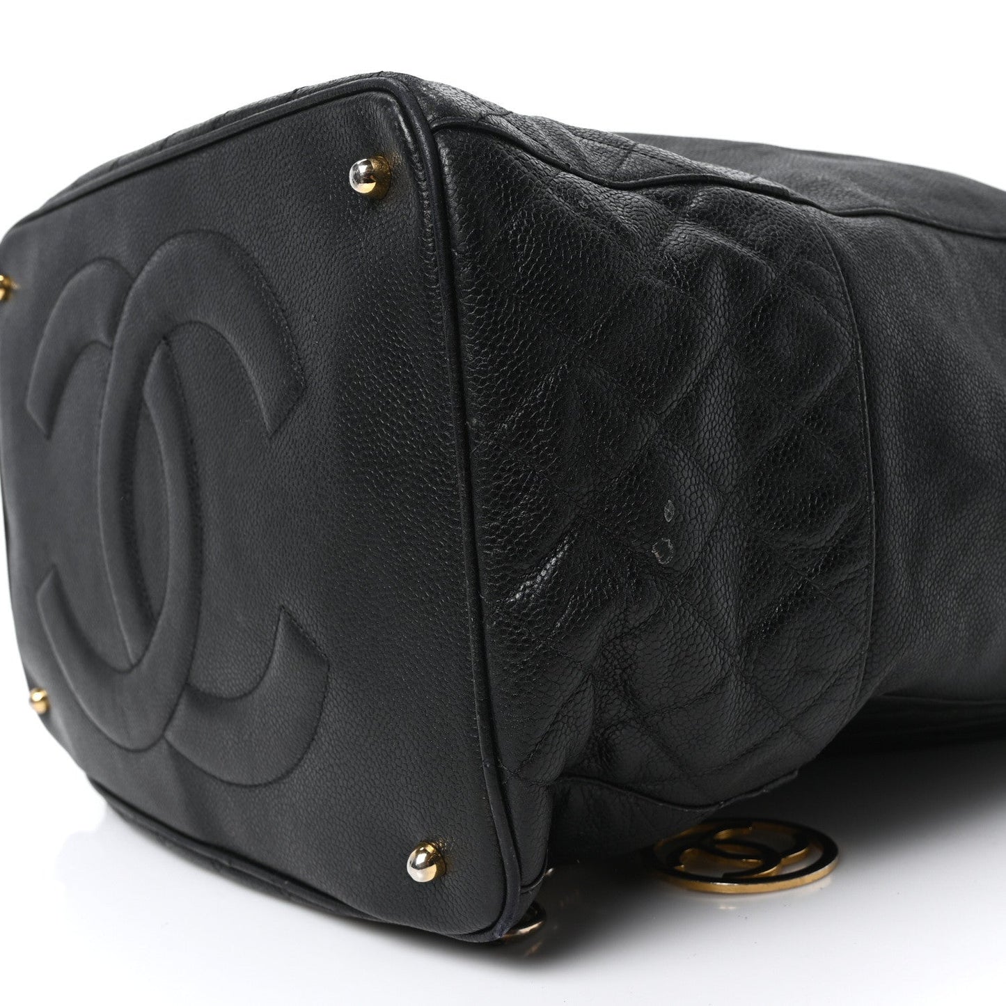 Caviar Quilted Drawstring Backpack Black