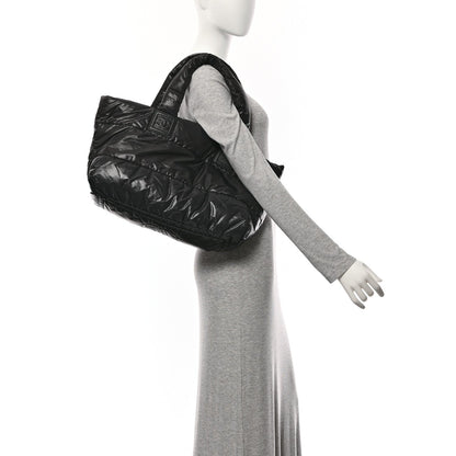 Nylon Quilted Large Coco Cocoon Reversible Tote Black