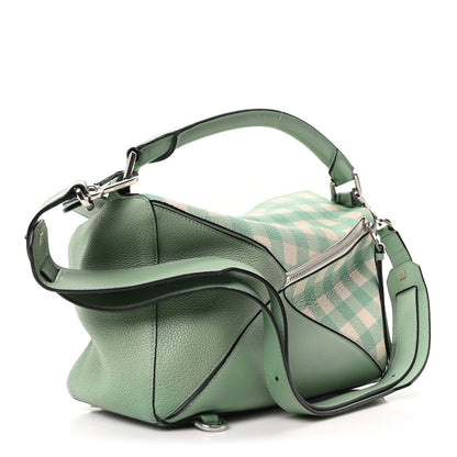 Calfskin Medium Gingham Puzzle Bag Lime