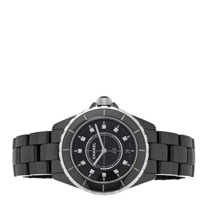 Stainless Steel Ceramic Diamond 38mm J12 Quartz Watch Black